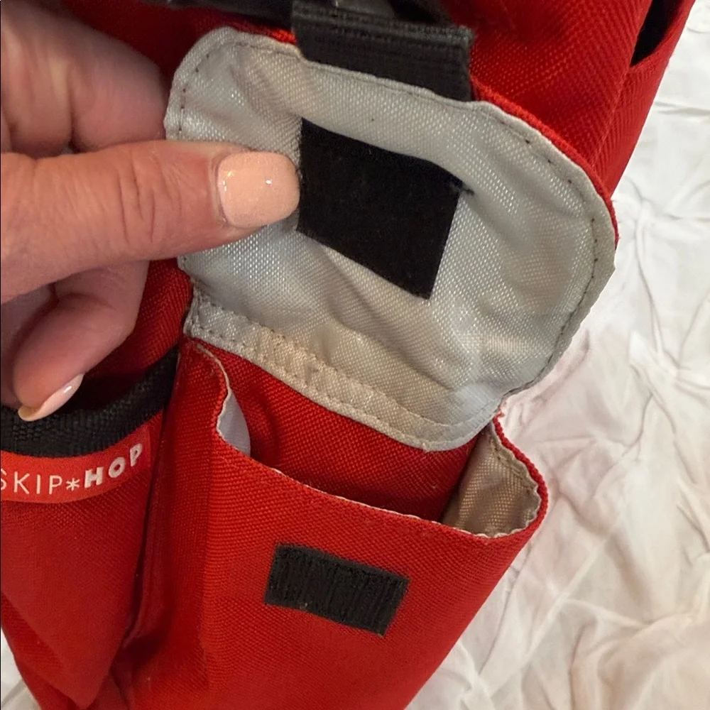 Skip Hop Red Canvas Shoulder Baby/Diaper Tote with Multi Front/Inner Pockets